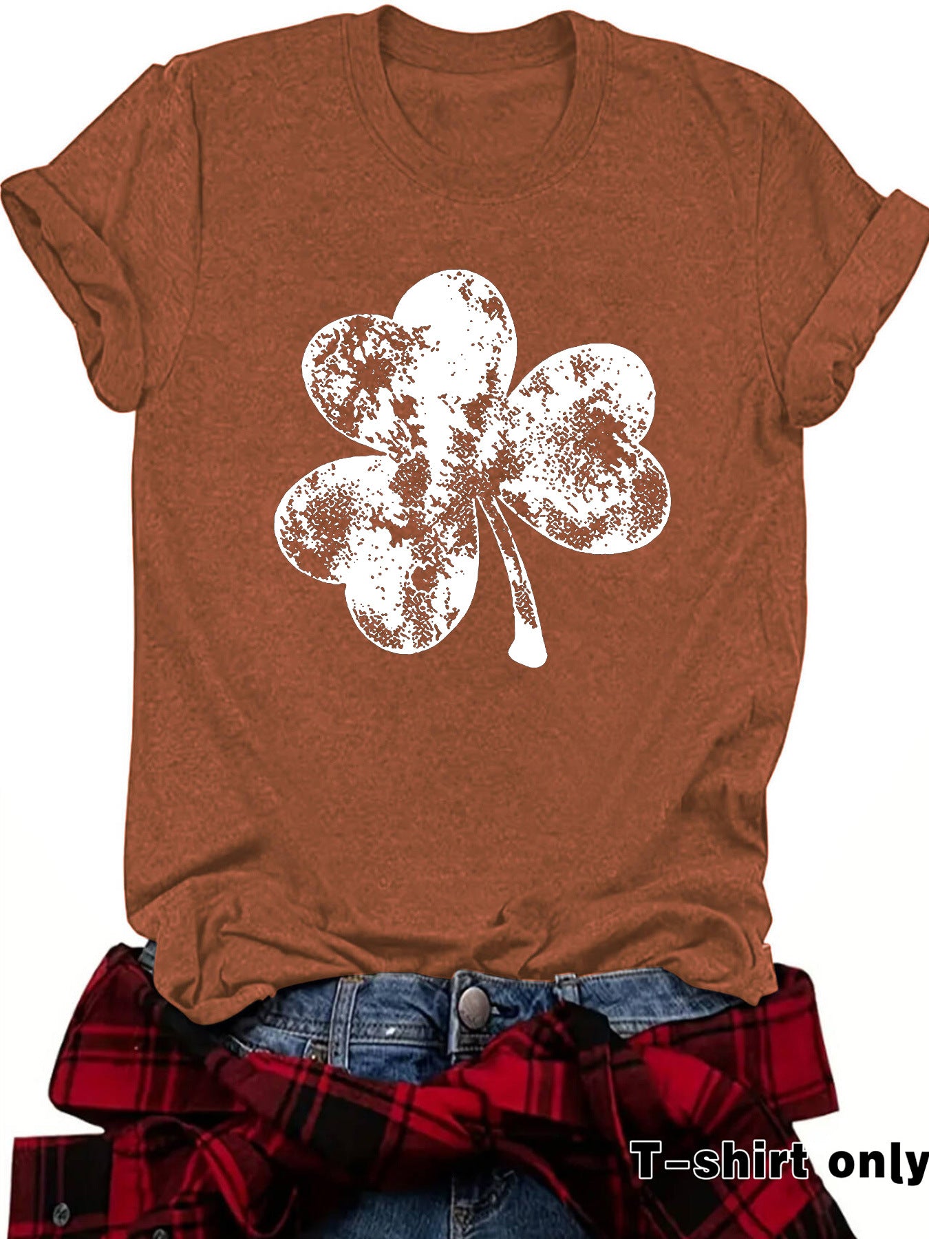 St. Patrick's Day Element Printed Round Neck Loose Short Sleeve