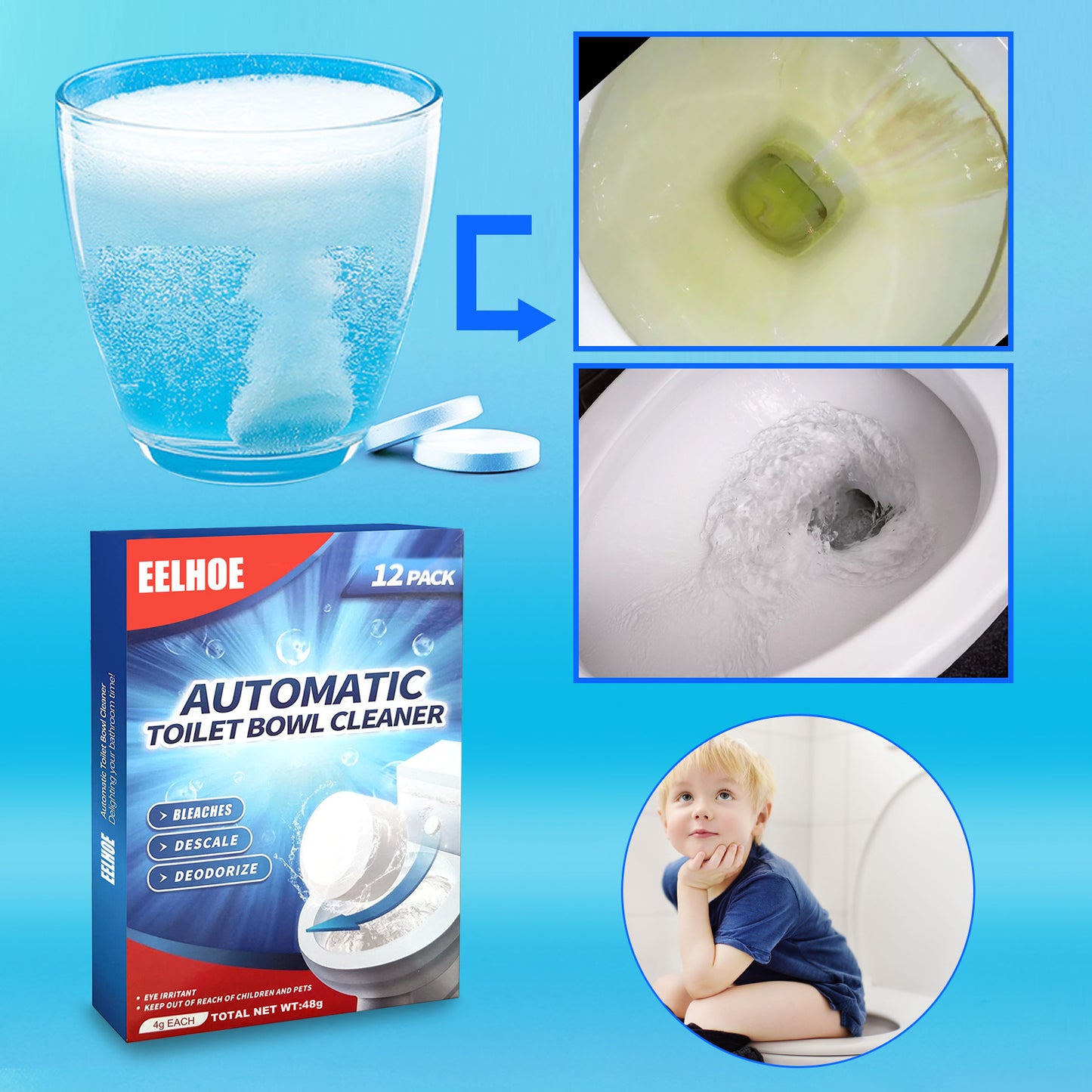 Toilet Cleaning Effervescent Tablet, Toilet Toilet Descaling, Decontamination, Deodorization, Multi-Effect To Remove Smell And Fresh