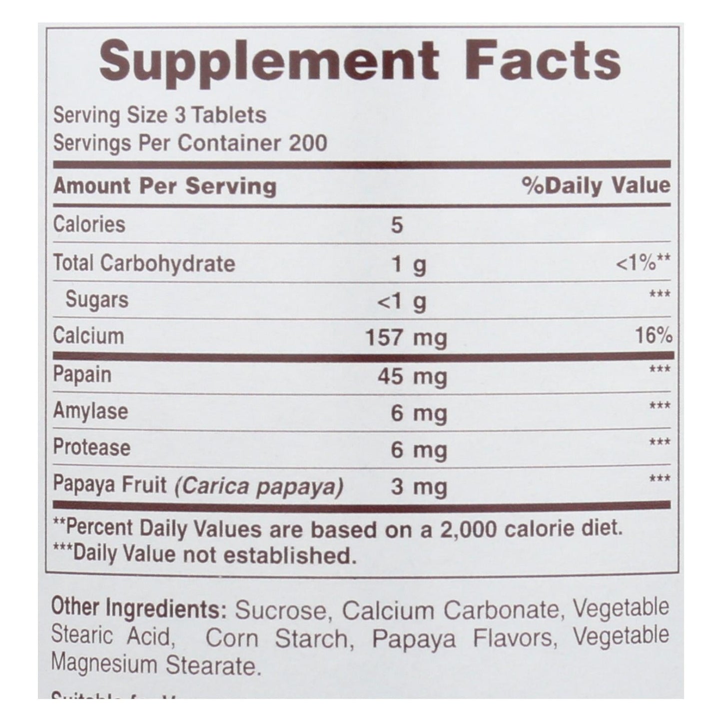 Papaya Enzyme Chewables - 600 Tablets