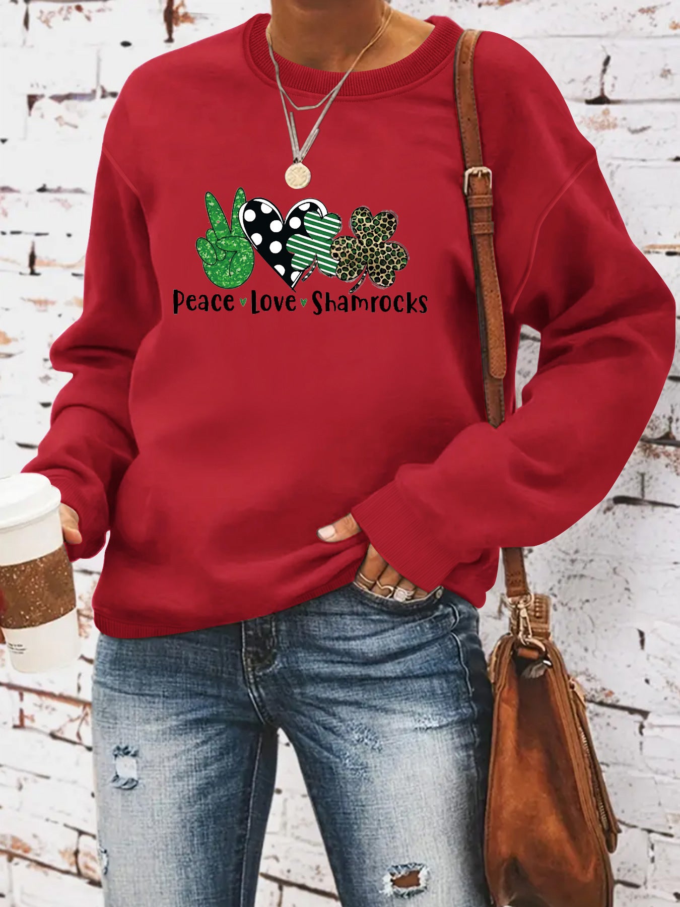 Round neck St. Patrick's Day printed pullover sweatshirt sweatshirt