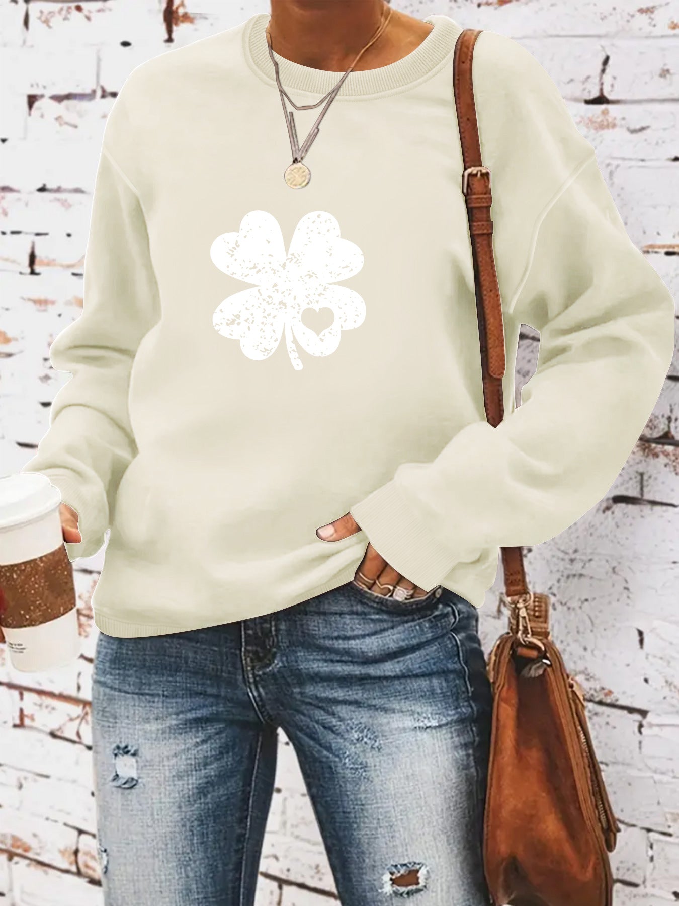 Round neck St. Patrick's Day printed pullover sweatshirt sweatshirt