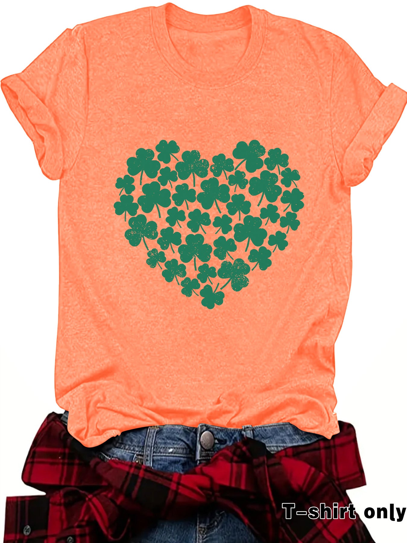 St. Patrick's Day printed round neck pullover short sleeved shirt