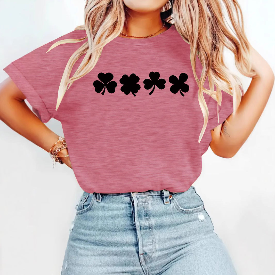 Short sleeved T-shirt with St. Patrick's Day Clovers