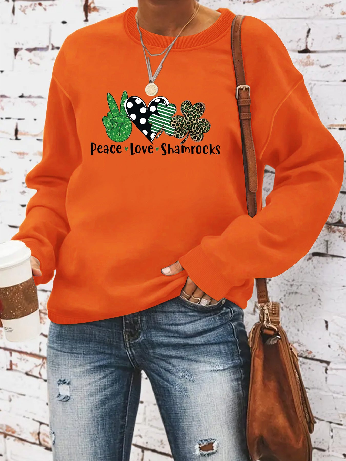 Round neck St. Patrick's Day printed pullover sweatshirt sweatshirt
