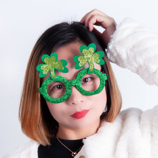 Irish Green Shamrock Glasses St Patrick's Day Funny Ornament