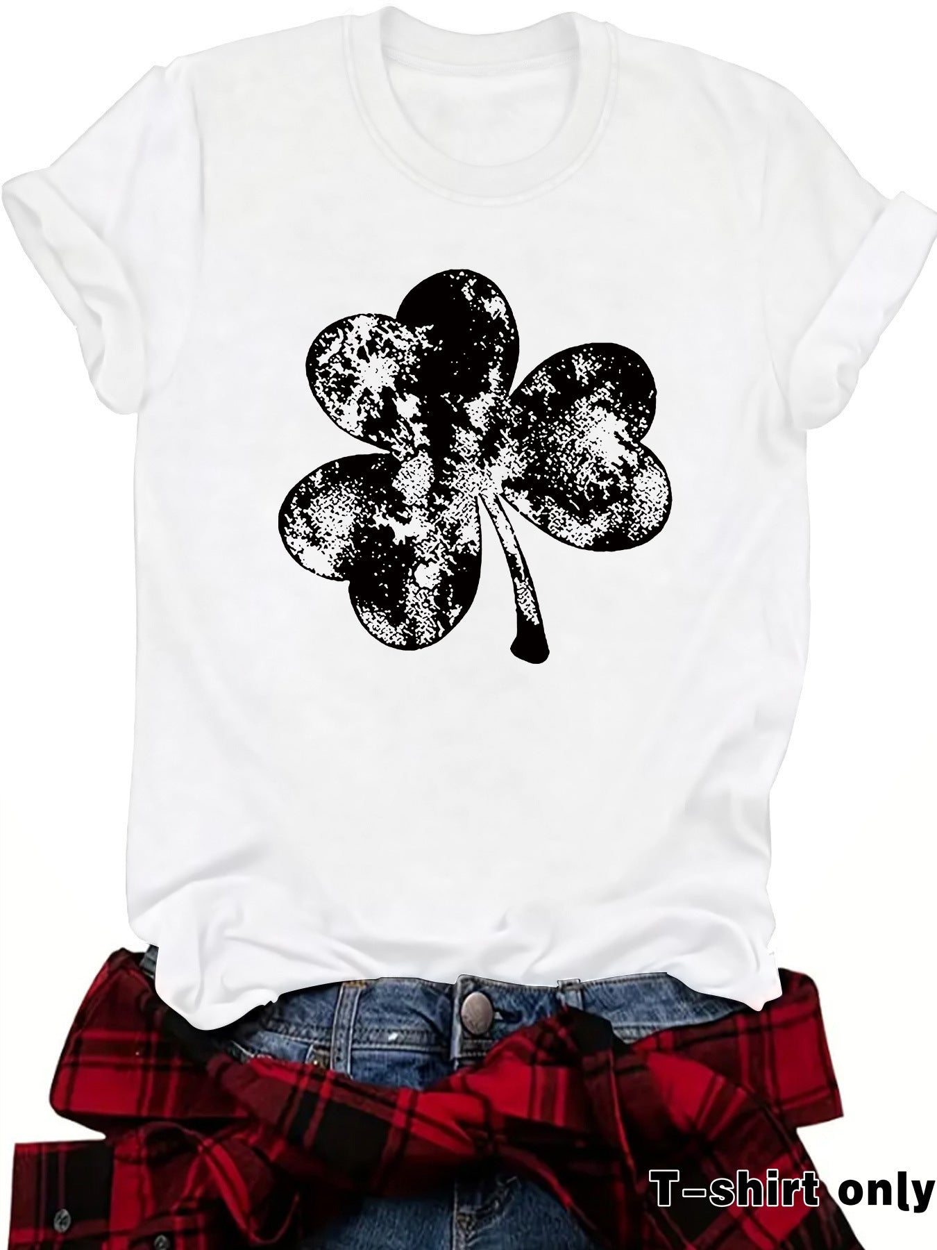 St. Patrick's Day Element Printed Round Neck Loose Short Sleeve