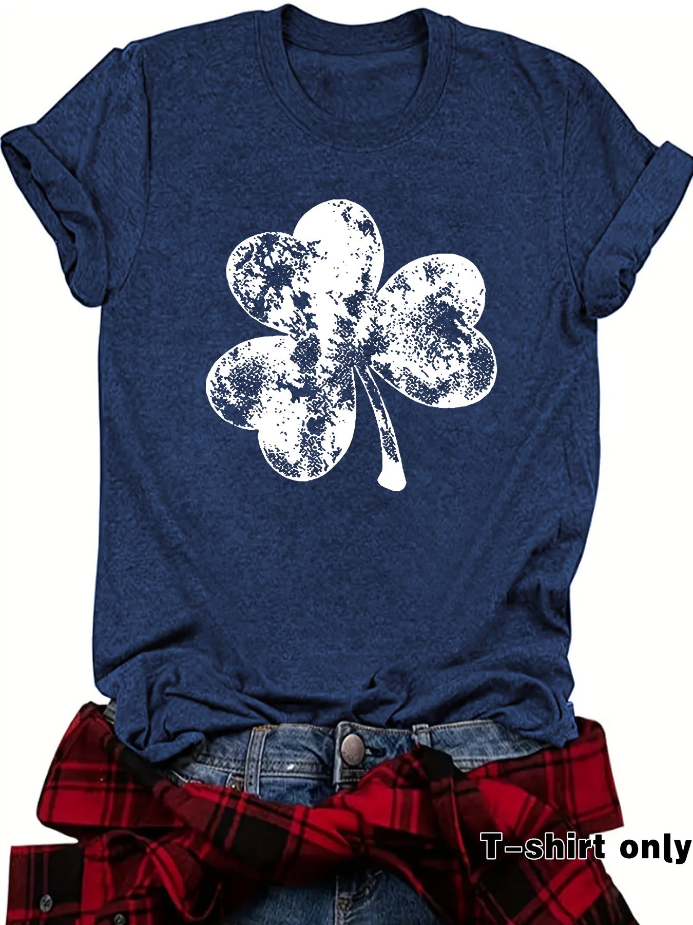 St. Patrick's Day Element Printed Round Neck Loose Short Sleeve