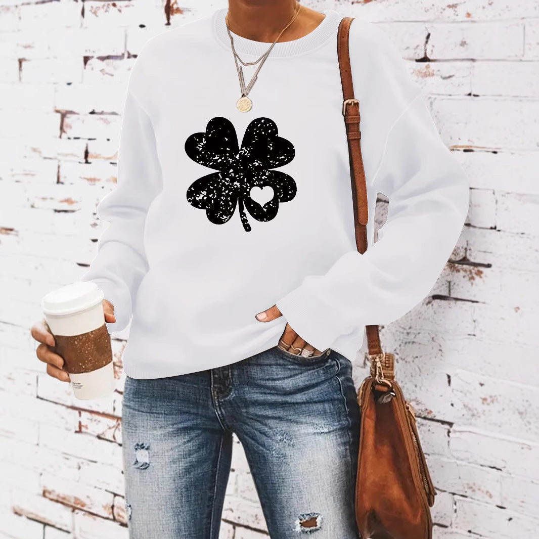 Round neck St. Patrick's Day printed pullover sweatshirt sweatshirt