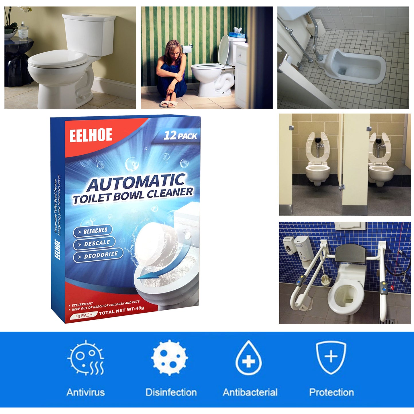 Toilet Cleaning Effervescent Tablet, Toilet Toilet Descaling, Decontamination, Deodorization, Multi-Effect To Remove Smell And Fresh