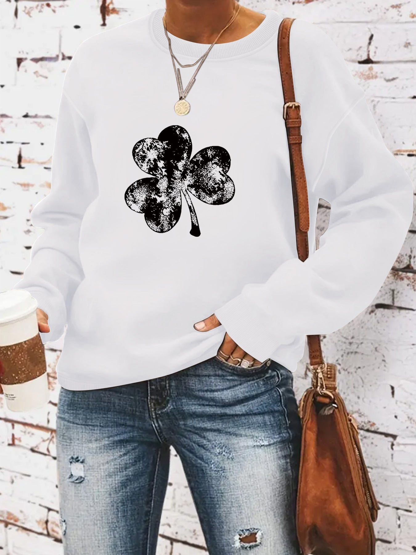 Round neck St. Patrick's Day printed pullover sweatshirt sweatshirt