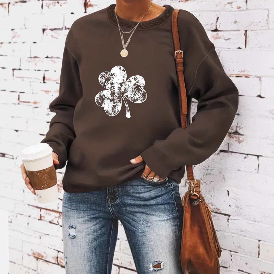 Round neck St. Patrick's Day printed pullover sweatshirt sweatshirt