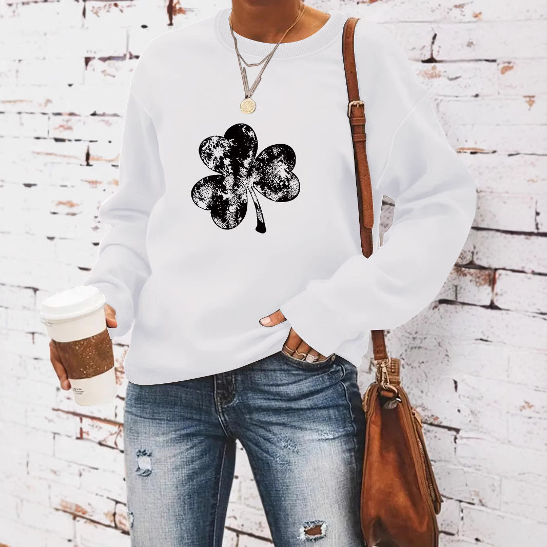 Round neck St. Patrick's Day printed pullover sweatshirt sweatshirt