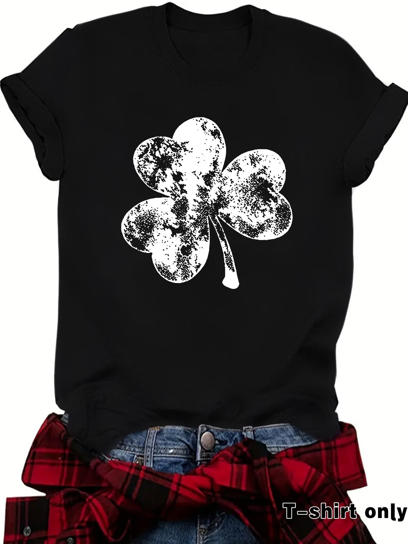 St. Patrick's Day Element Printed Round Neck Loose Short Sleeve
