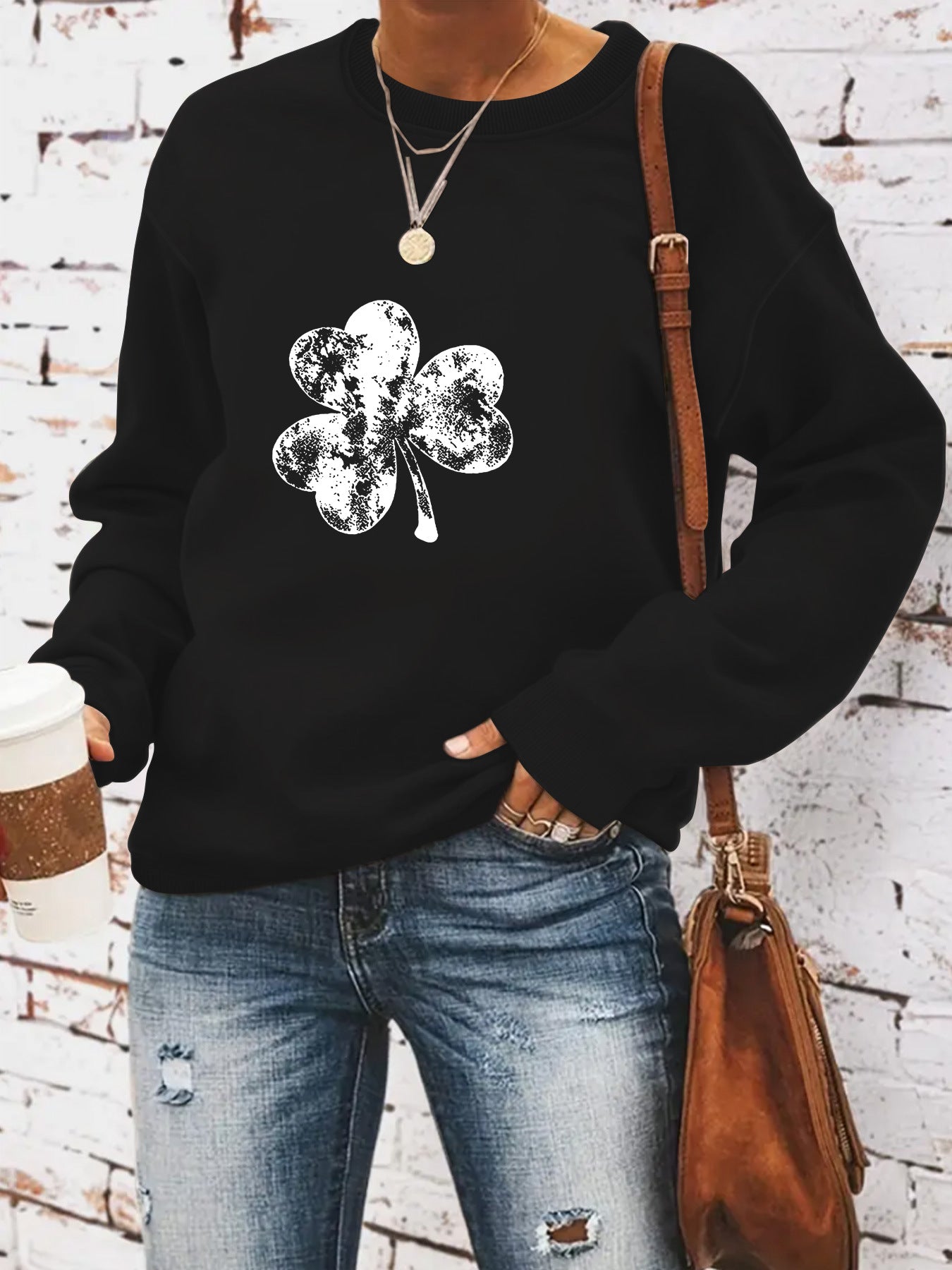 Round neck St. Patrick's Day printed pullover sweatshirt sweatshirt