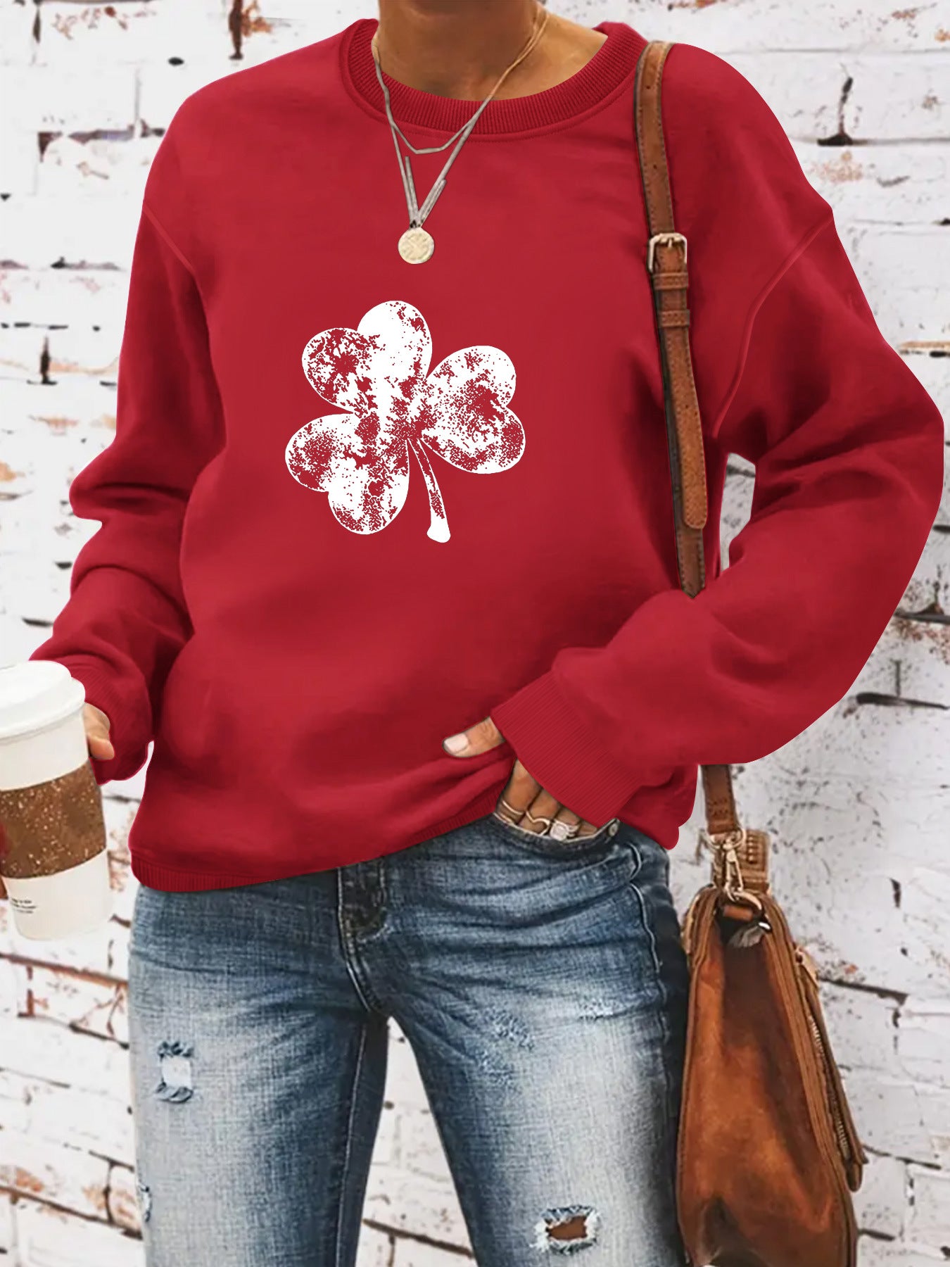 Round neck St. Patrick's Day printed pullover sweatshirt sweatshirt