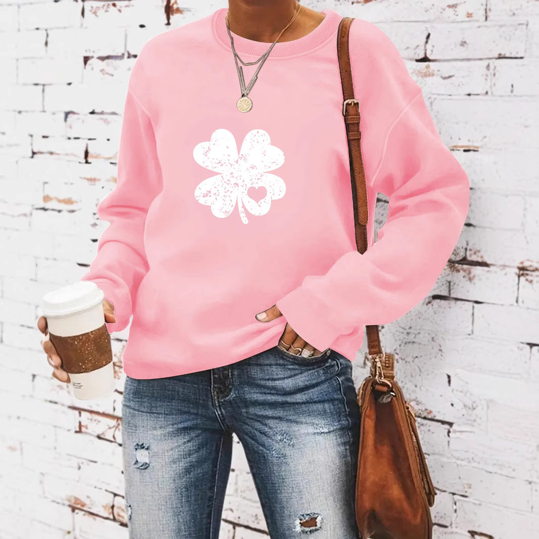 Round neck St. Patrick's Day printed pullover sweatshirt sweatshirt