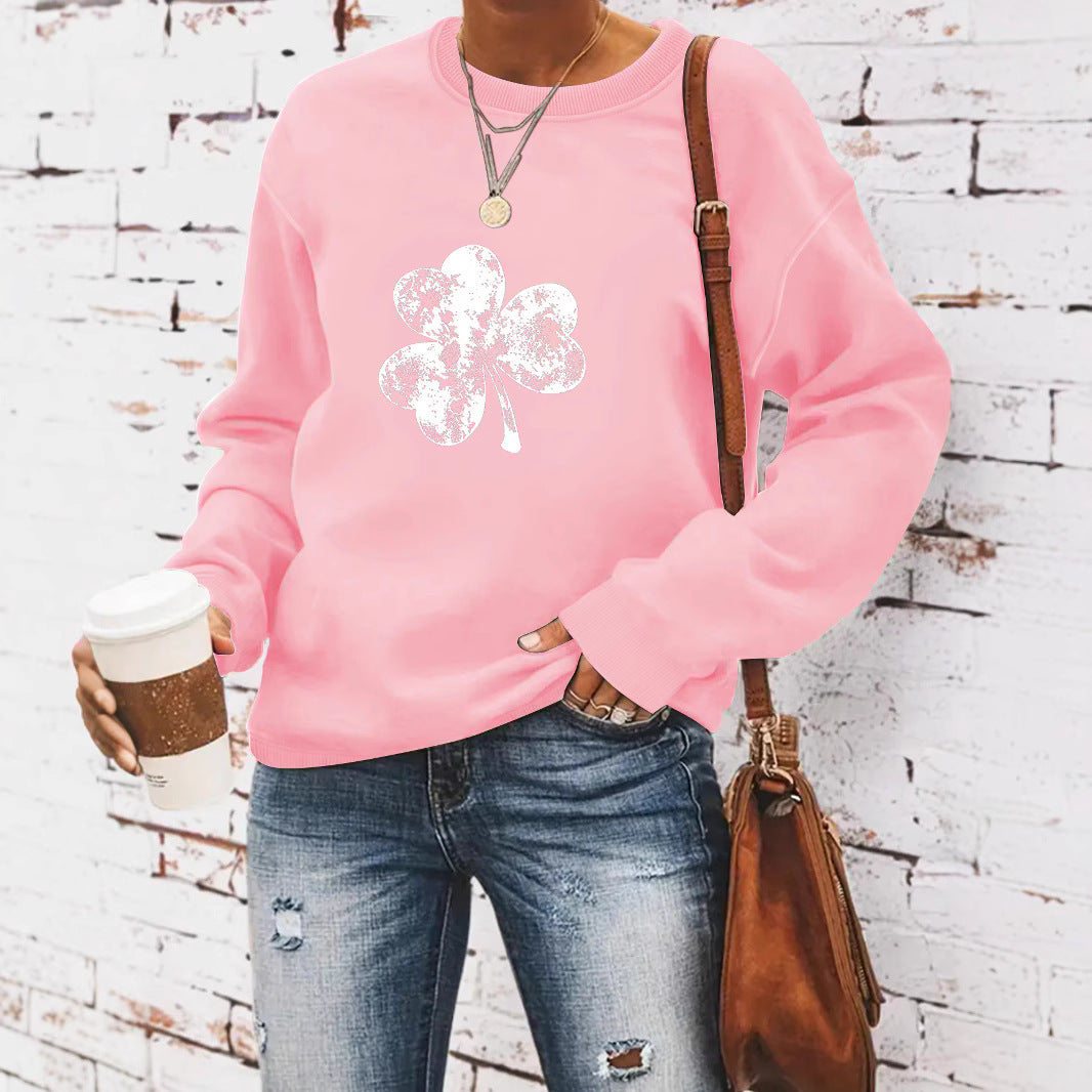 Round neck St. Patrick's Day printed pullover sweatshirt sweatshirt