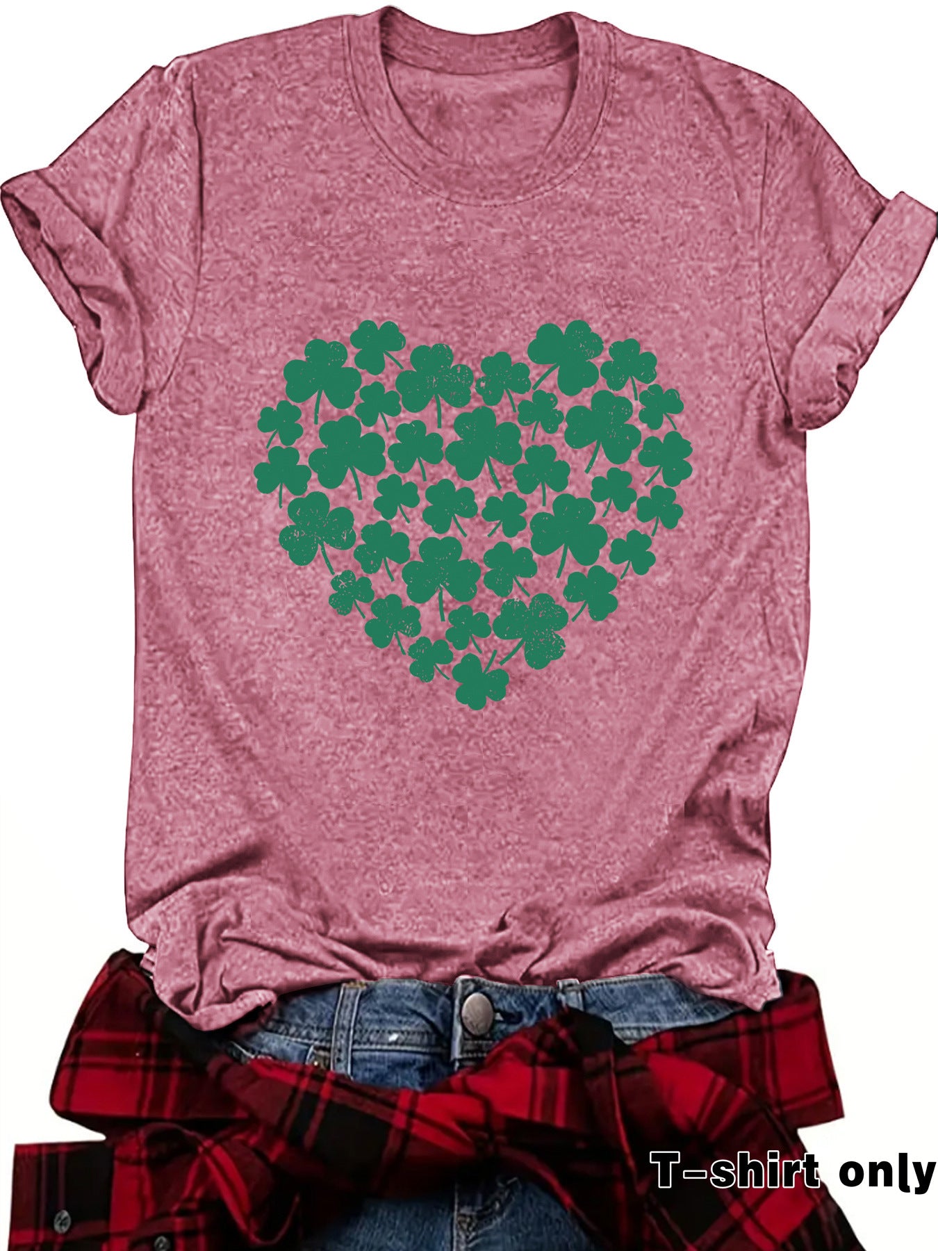 St. Patrick's Day printed round neck pullover short sleeved shirt