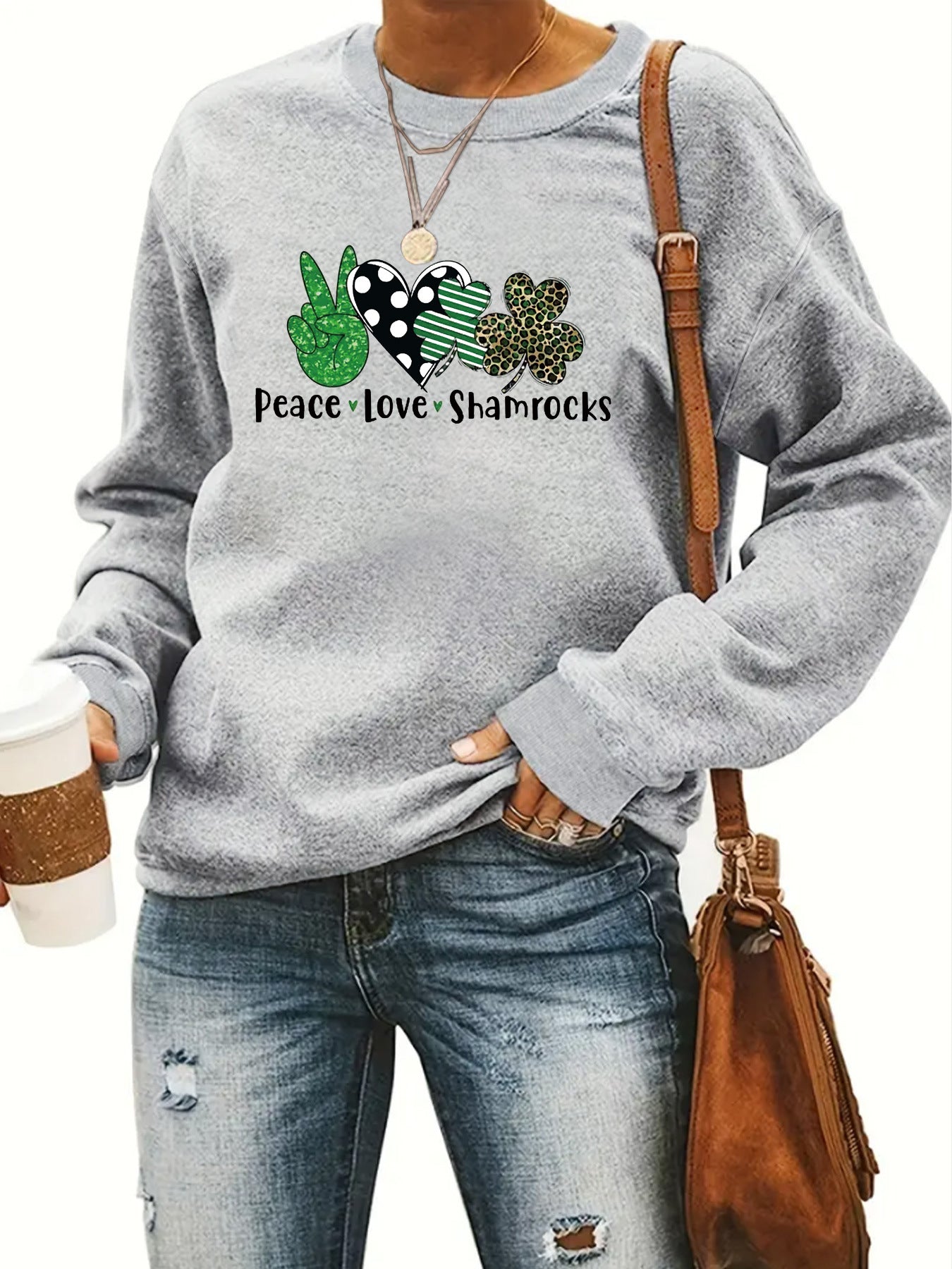 Round neck St. Patrick's Day printed pullover sweatshirt sweatshirt