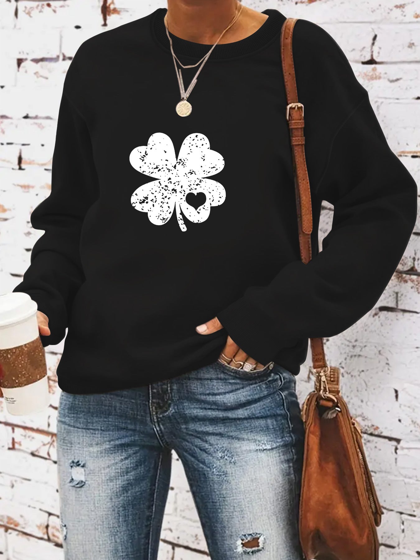 Round neck St. Patrick's Day printed pullover sweatshirt sweatshirt