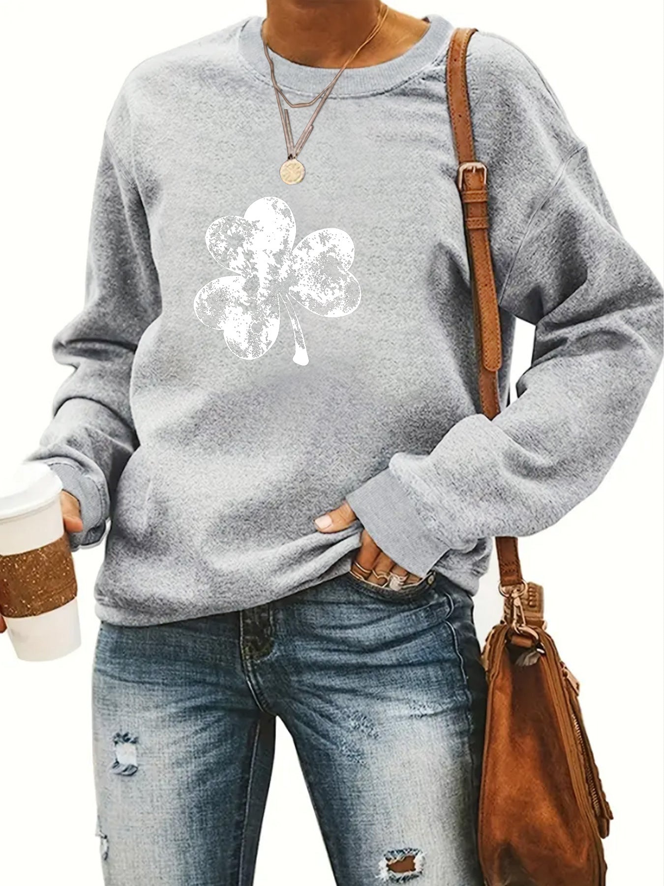 Round neck St. Patrick's Day printed pullover sweatshirt sweatshirt
