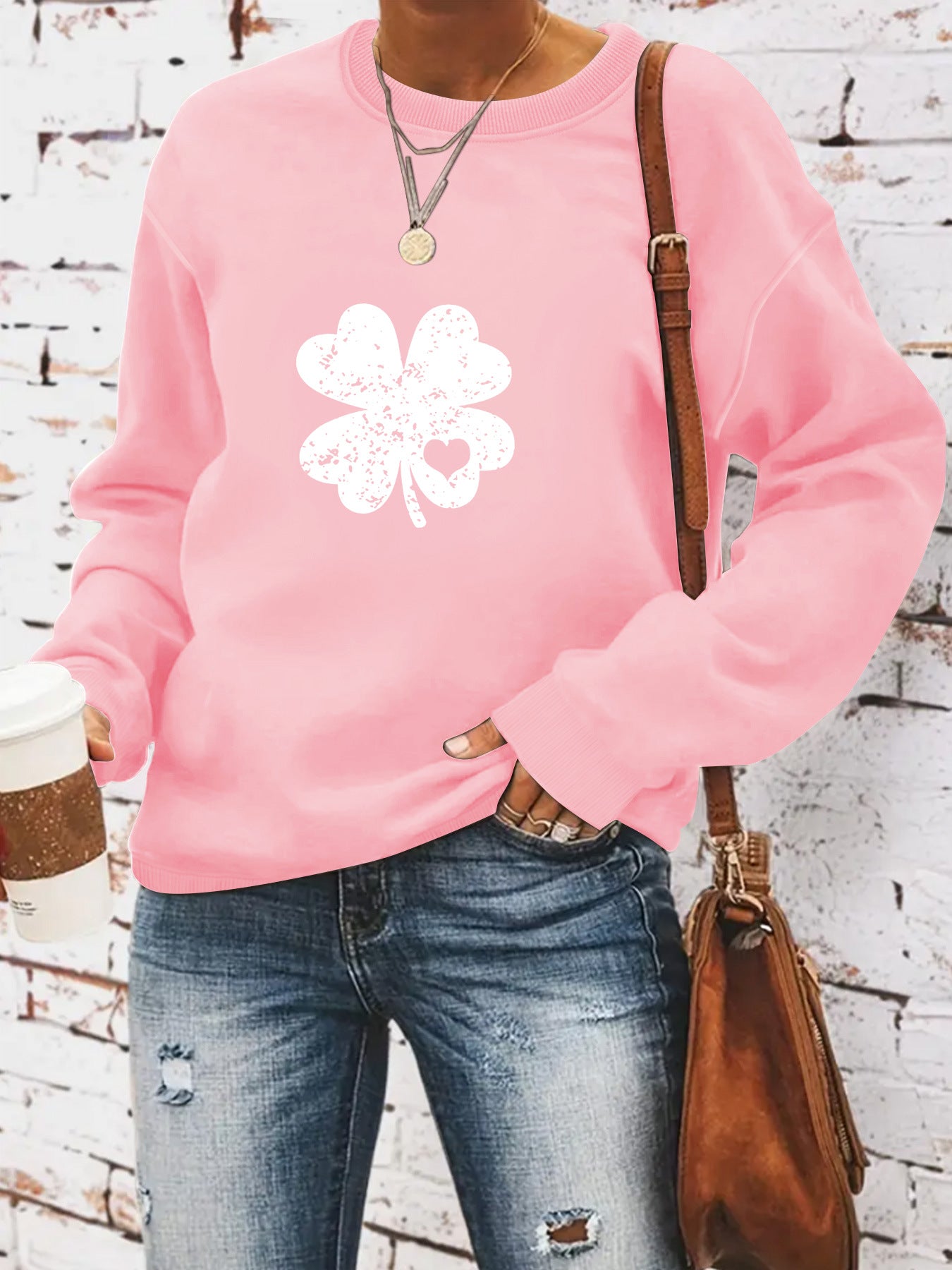 Round neck St. Patrick's Day printed pullover sweatshirt sweatshirt