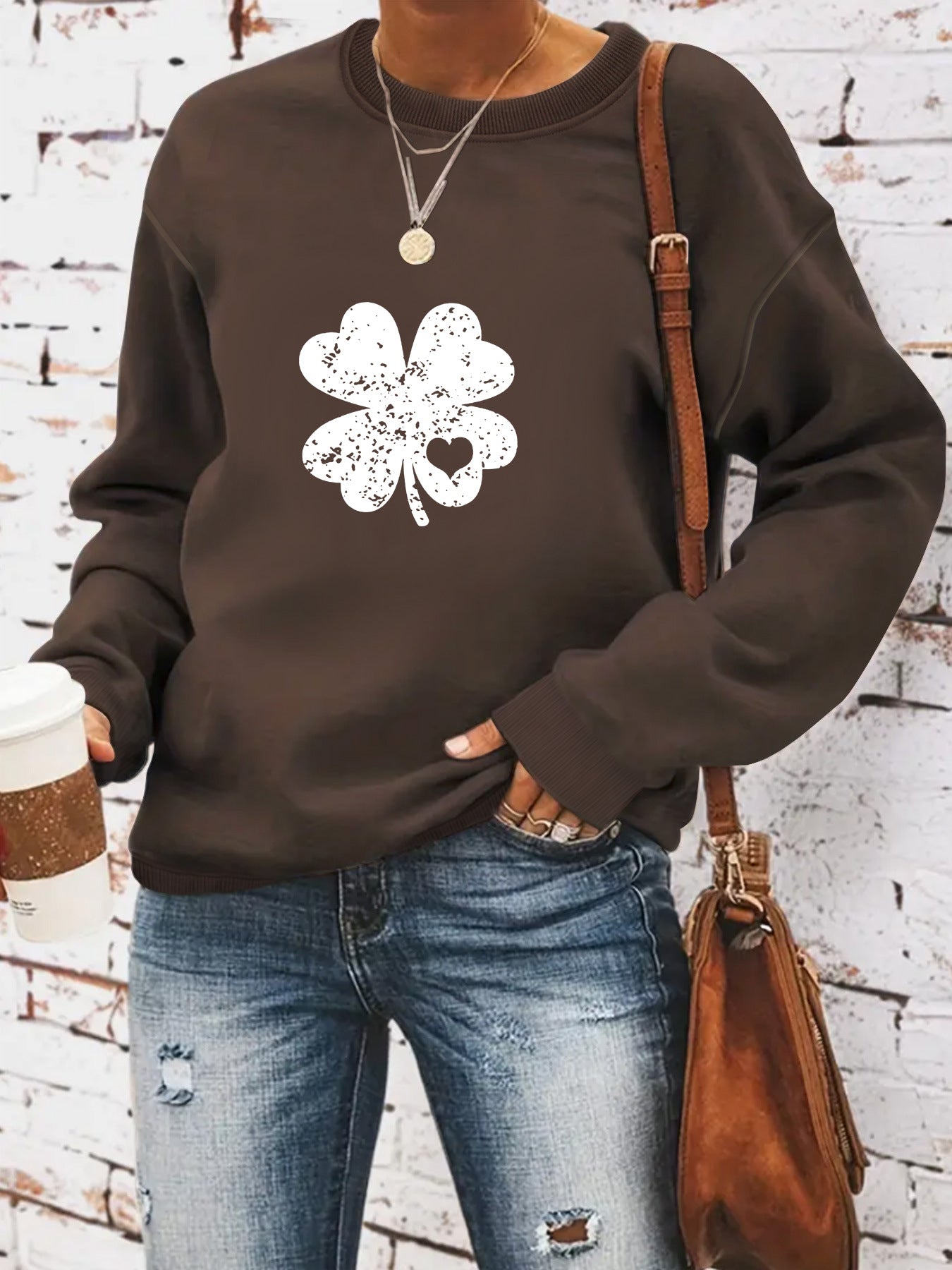 Round neck St. Patrick's Day printed pullover sweatshirt sweatshirt