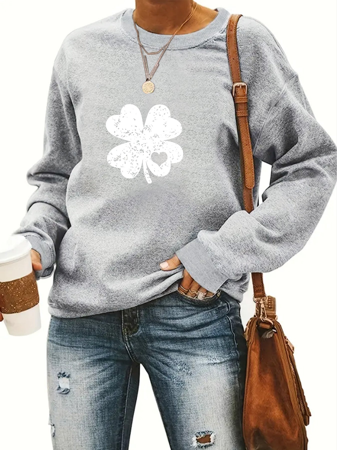 Round neck St. Patrick's Day printed pullover sweatshirt sweatshirt
