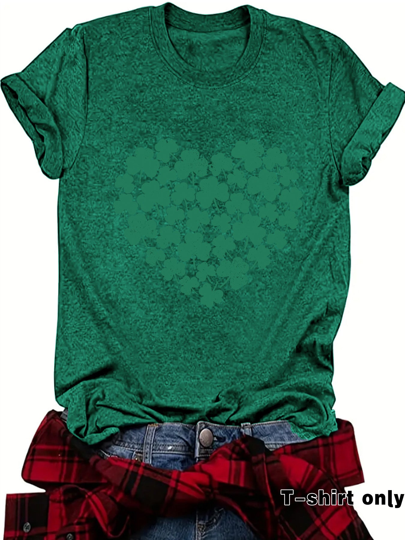 St. Patrick's Day printed round neck pullover short sleeved shirt