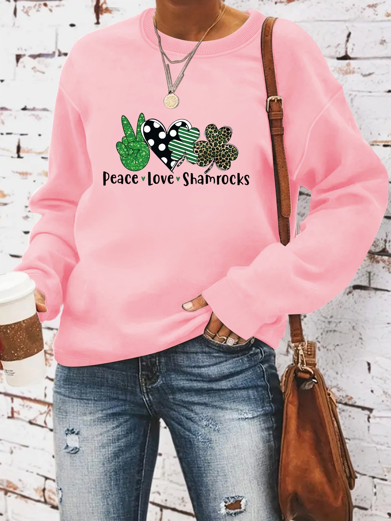 Round neck St. Patrick's Day printed pullover sweatshirt sweatshirt