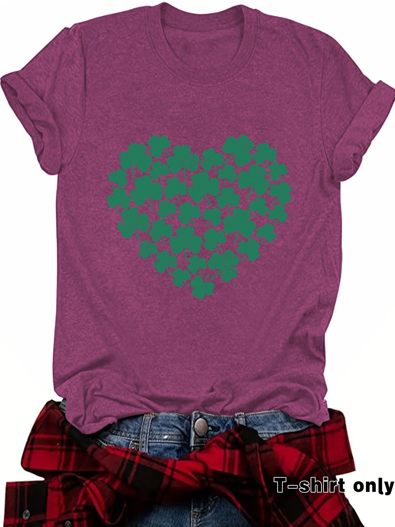 St. Patrick's Day printed round neck pullover short sleeved shirt