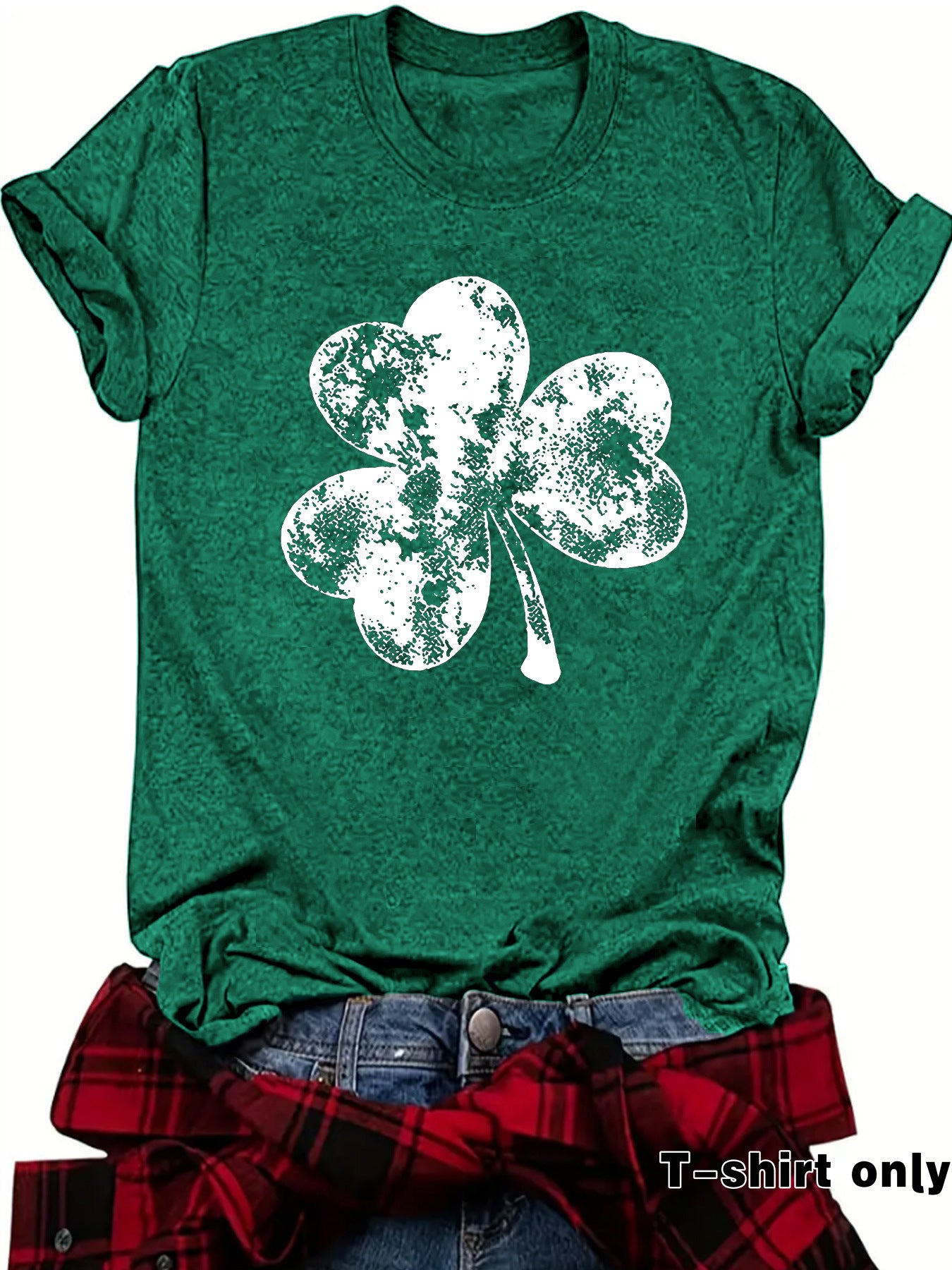 St. Patrick's Day Element Printed Round Neck Loose Short Sleeve