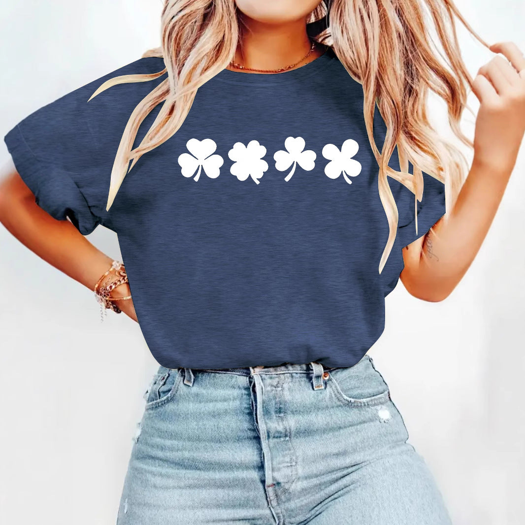 Short sleeved T-shirt with St. Patrick's Day Clovers