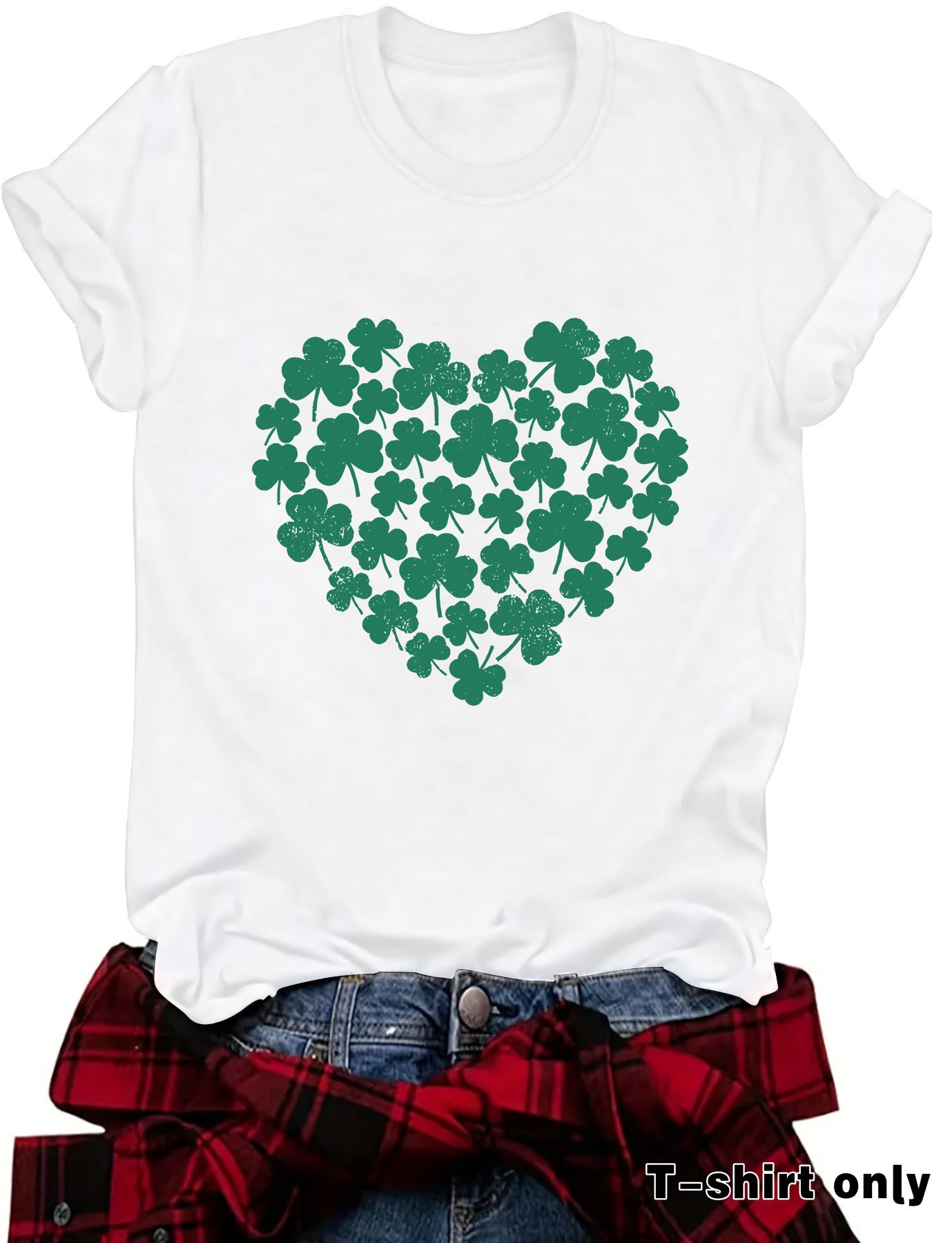 St. Patrick's Day printed round neck pullover short sleeved shirt