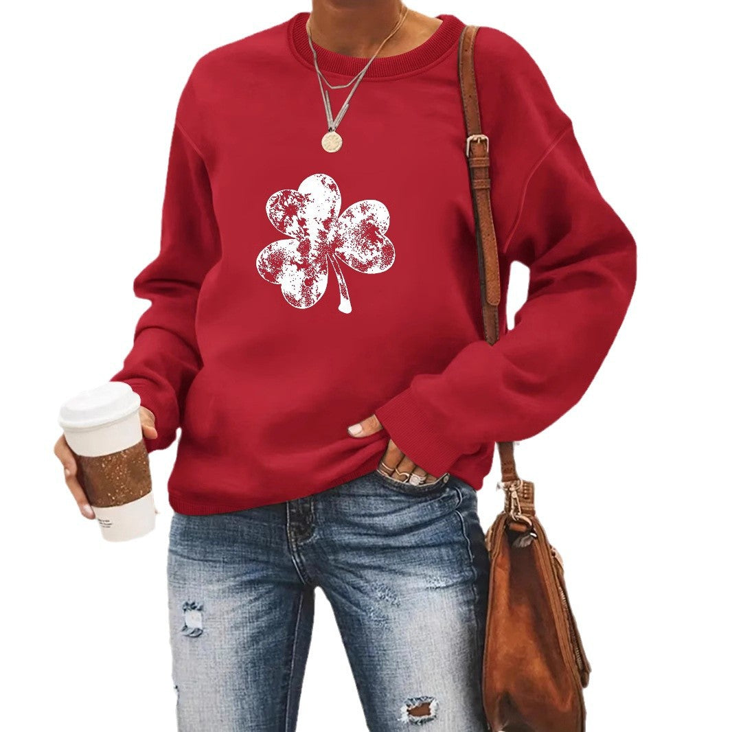 Round neck St. Patrick's Day printed pullover sweatshirt sweatshirt