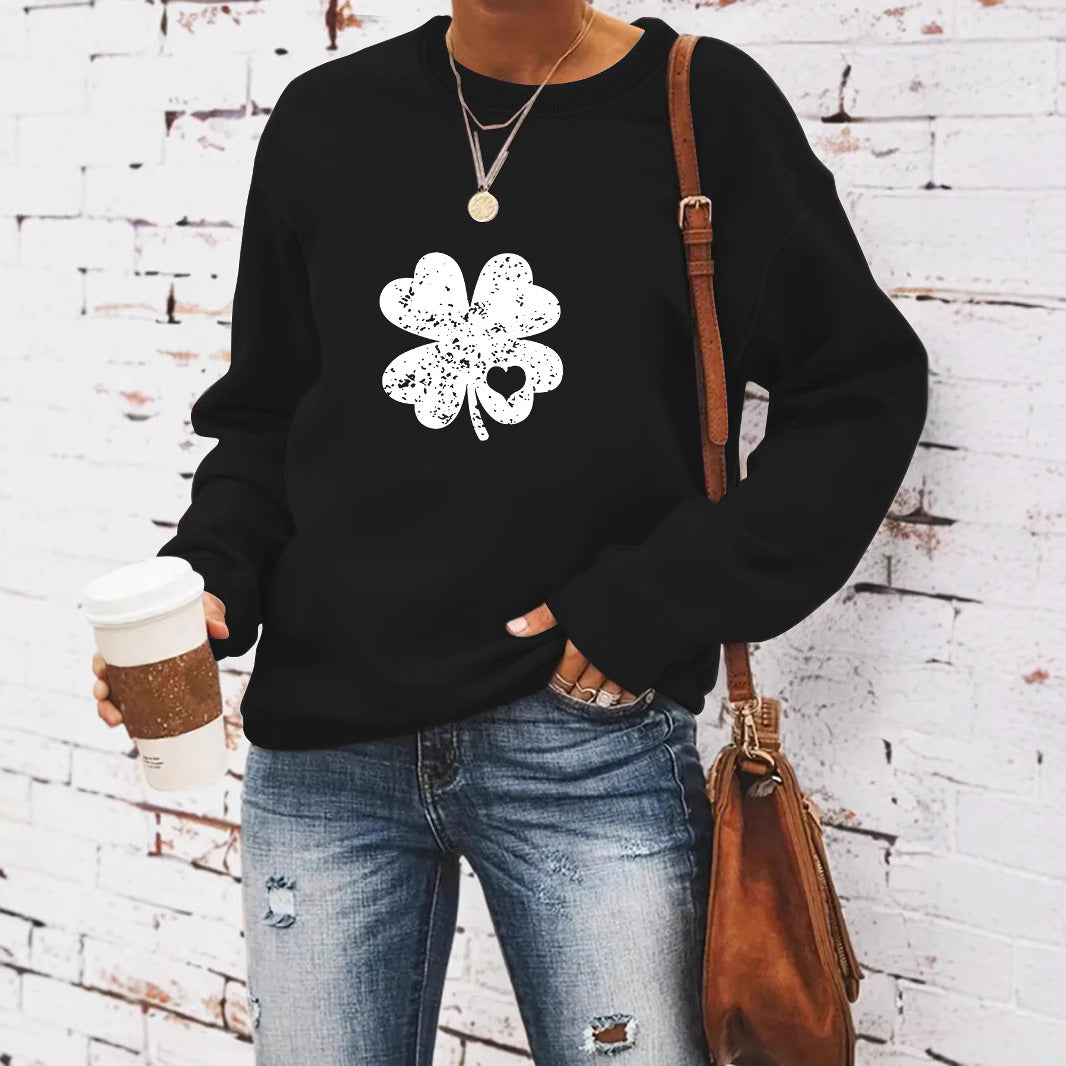 Round neck St. Patrick's Day printed pullover sweatshirt sweatshirt