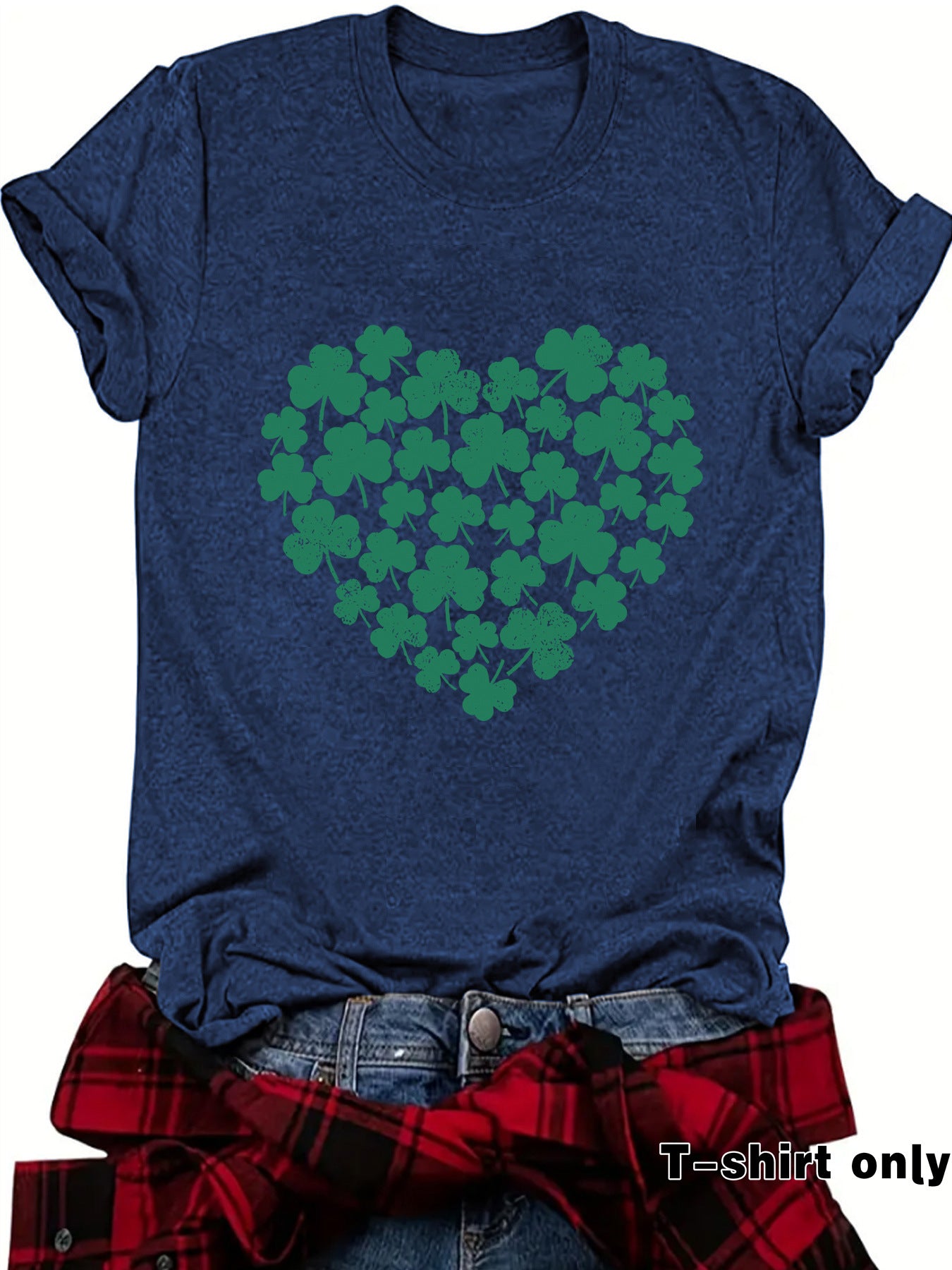St. Patrick's Day printed round neck pullover short sleeved shirt