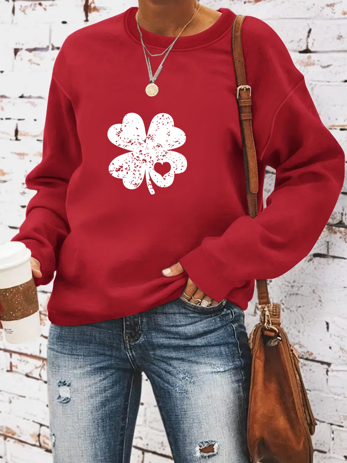 Round neck St. Patrick's Day printed pullover sweatshirt sweatshirt