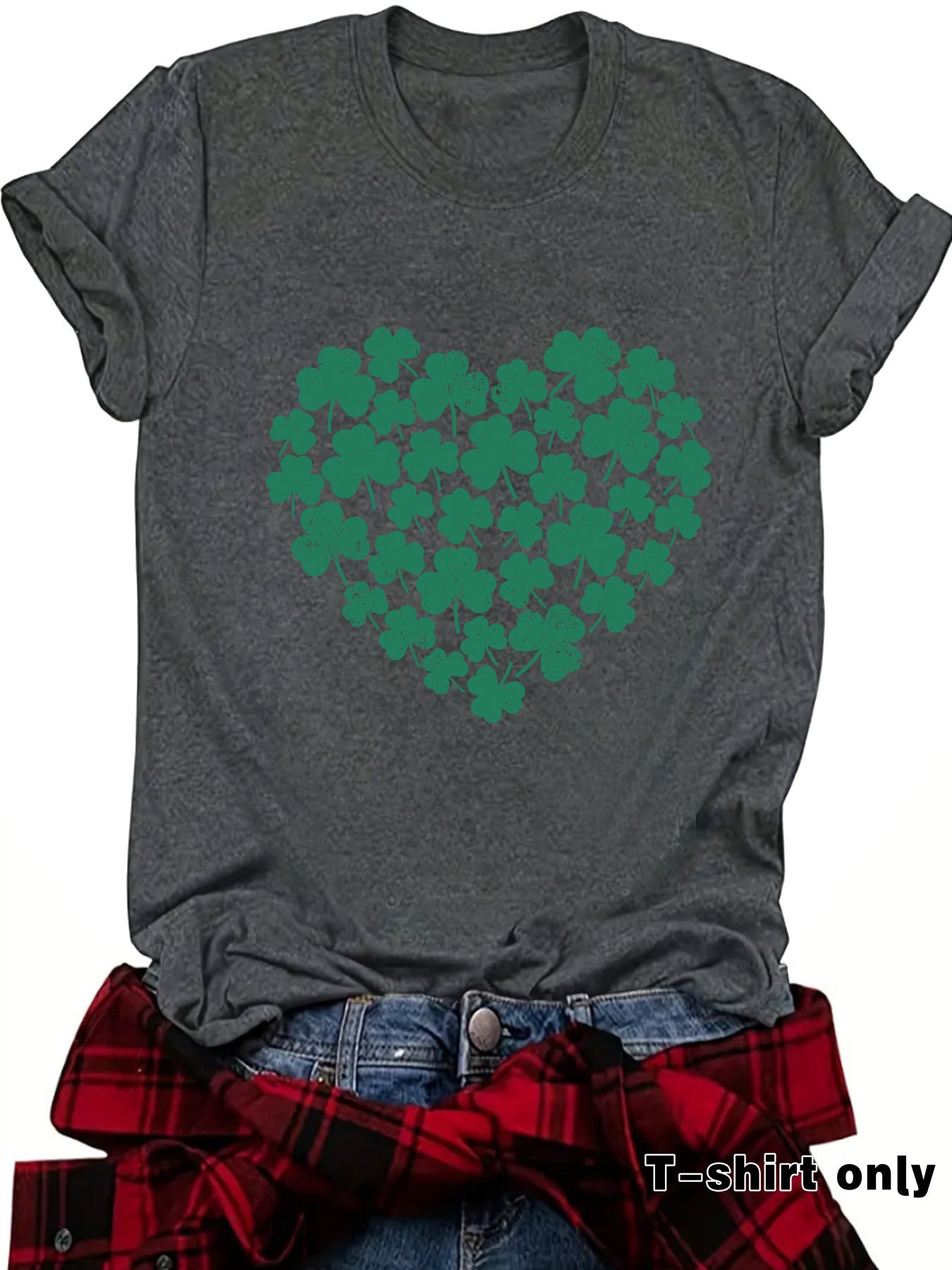 St. Patrick's Day printed round neck pullover short sleeved shirt