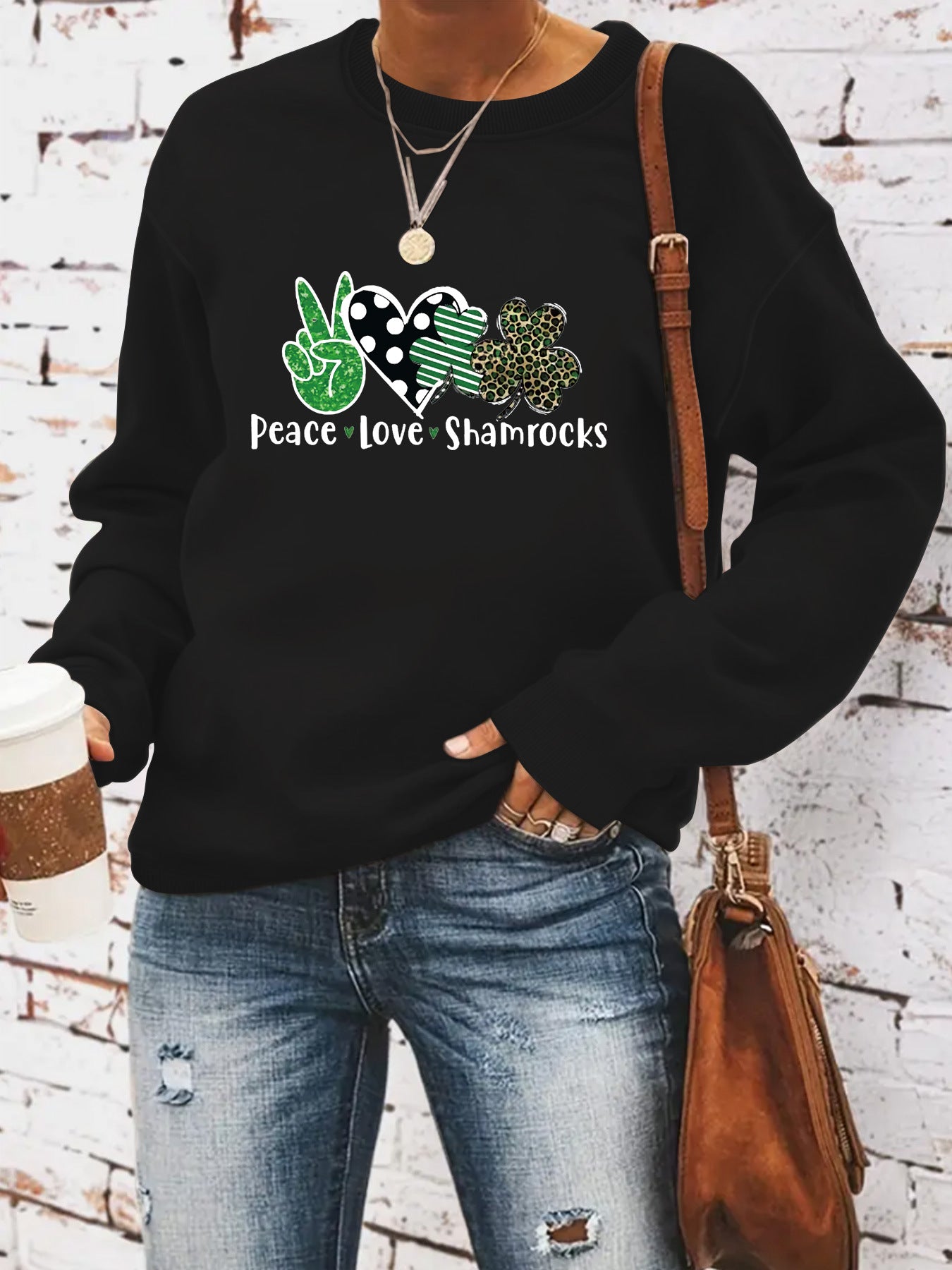 Round neck St. Patrick's Day printed pullover sweatshirt sweatshirt