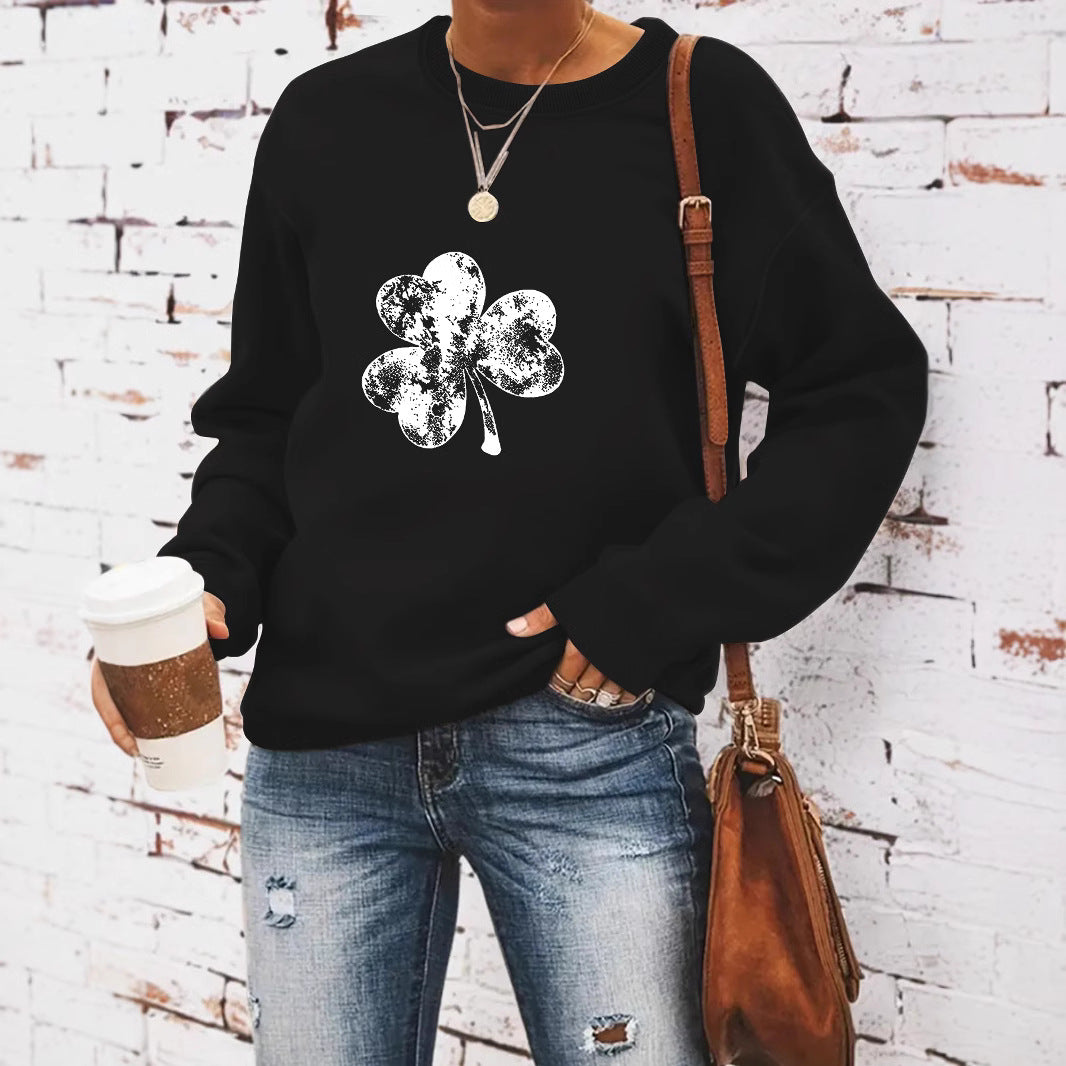 Round neck St. Patrick's Day printed pullover sweatshirt sweatshirt