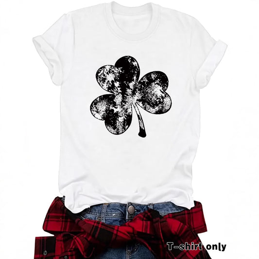 St. Patrick's Day Element Printed Round Neck Loose Short Sleeve