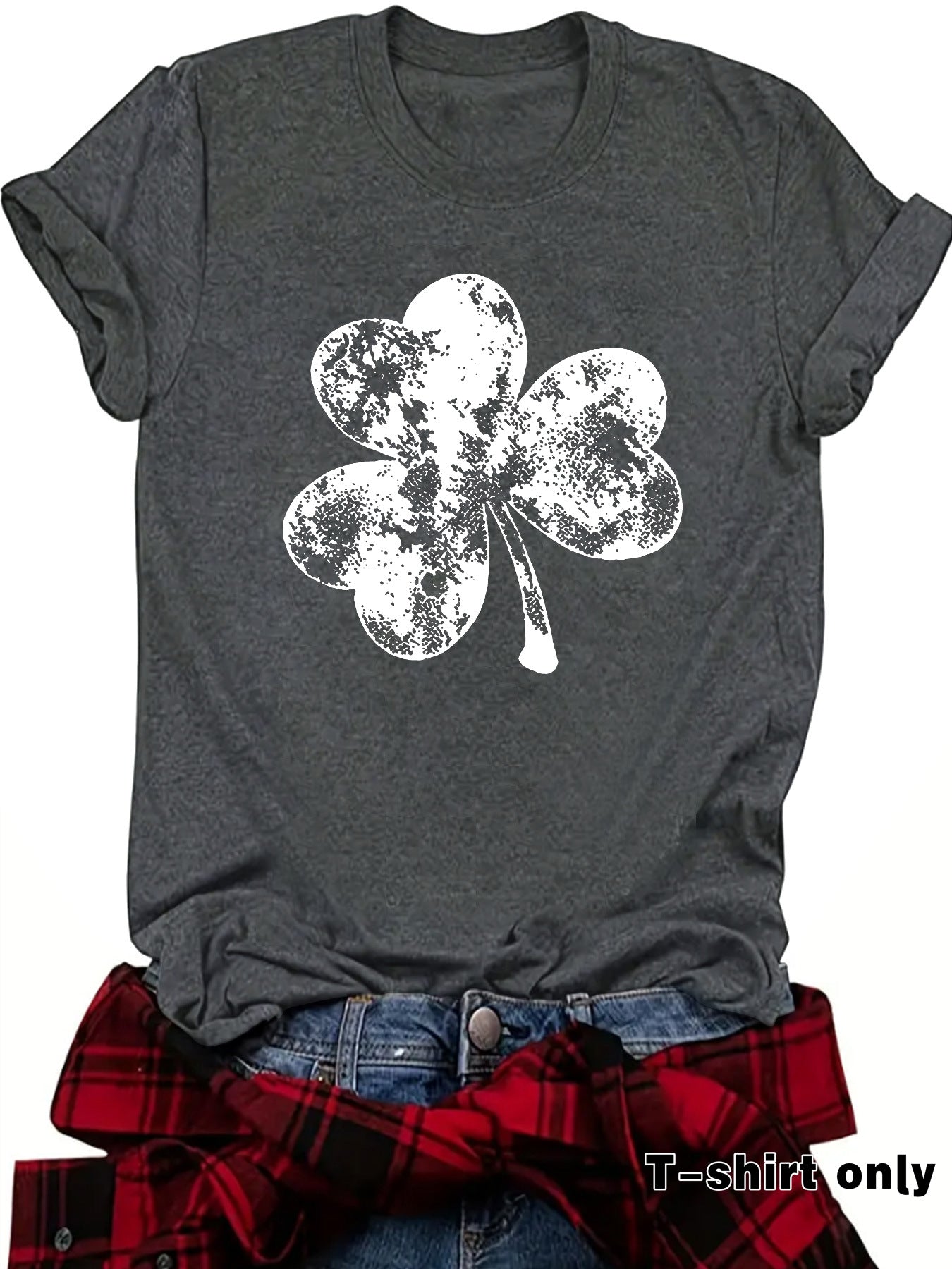 St. Patrick's Day Element Printed Round Neck Loose Short Sleeve