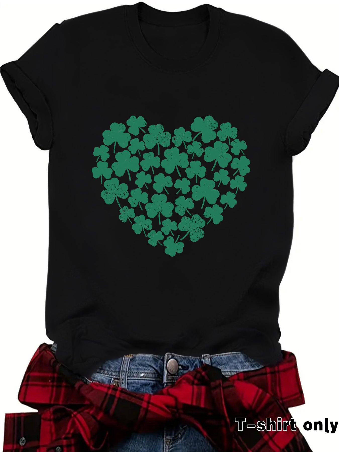 St. Patrick's Day printed round neck pullover short sleeved shirt