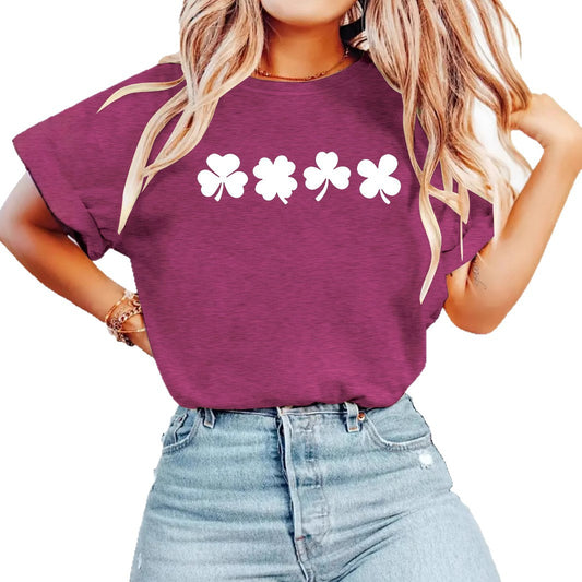 Short sleeved T-shirt with St. Patrick's Day Clovers