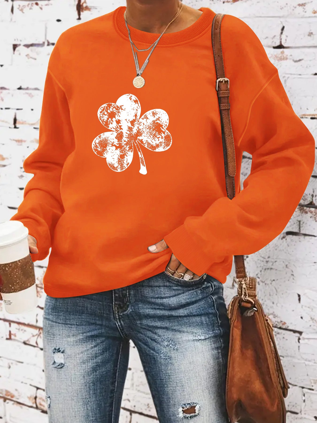 Round neck St. Patrick's Day printed pullover sweatshirt sweatshirt