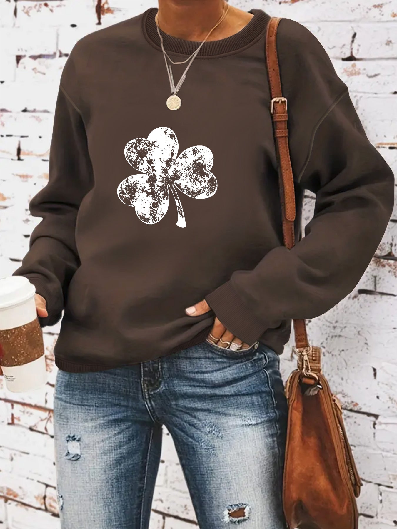 Round neck St. Patrick's Day printed pullover sweatshirt sweatshirt