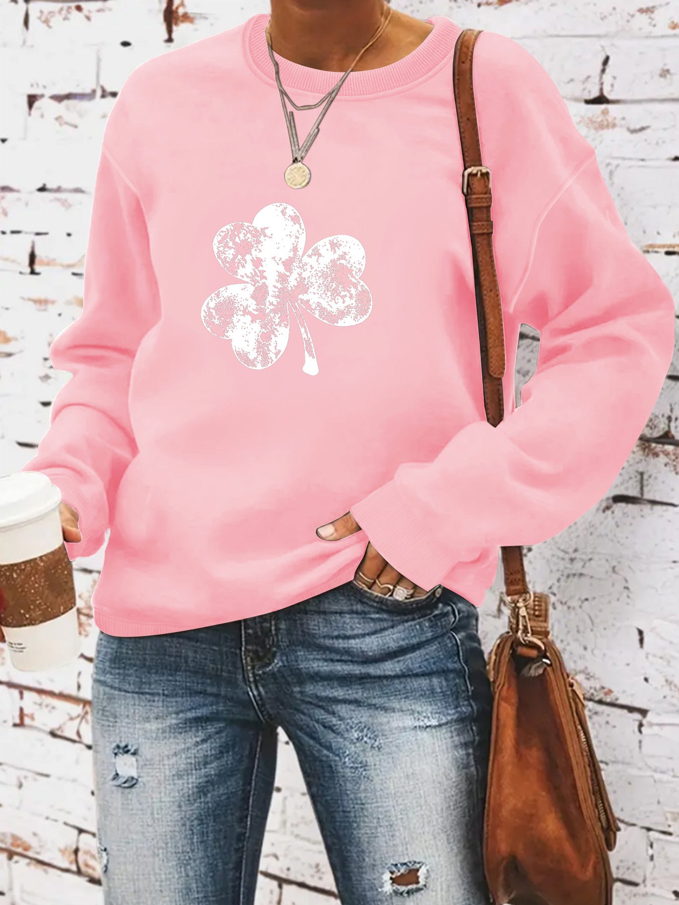 Round neck St. Patrick's Day printed pullover sweatshirt sweatshirt