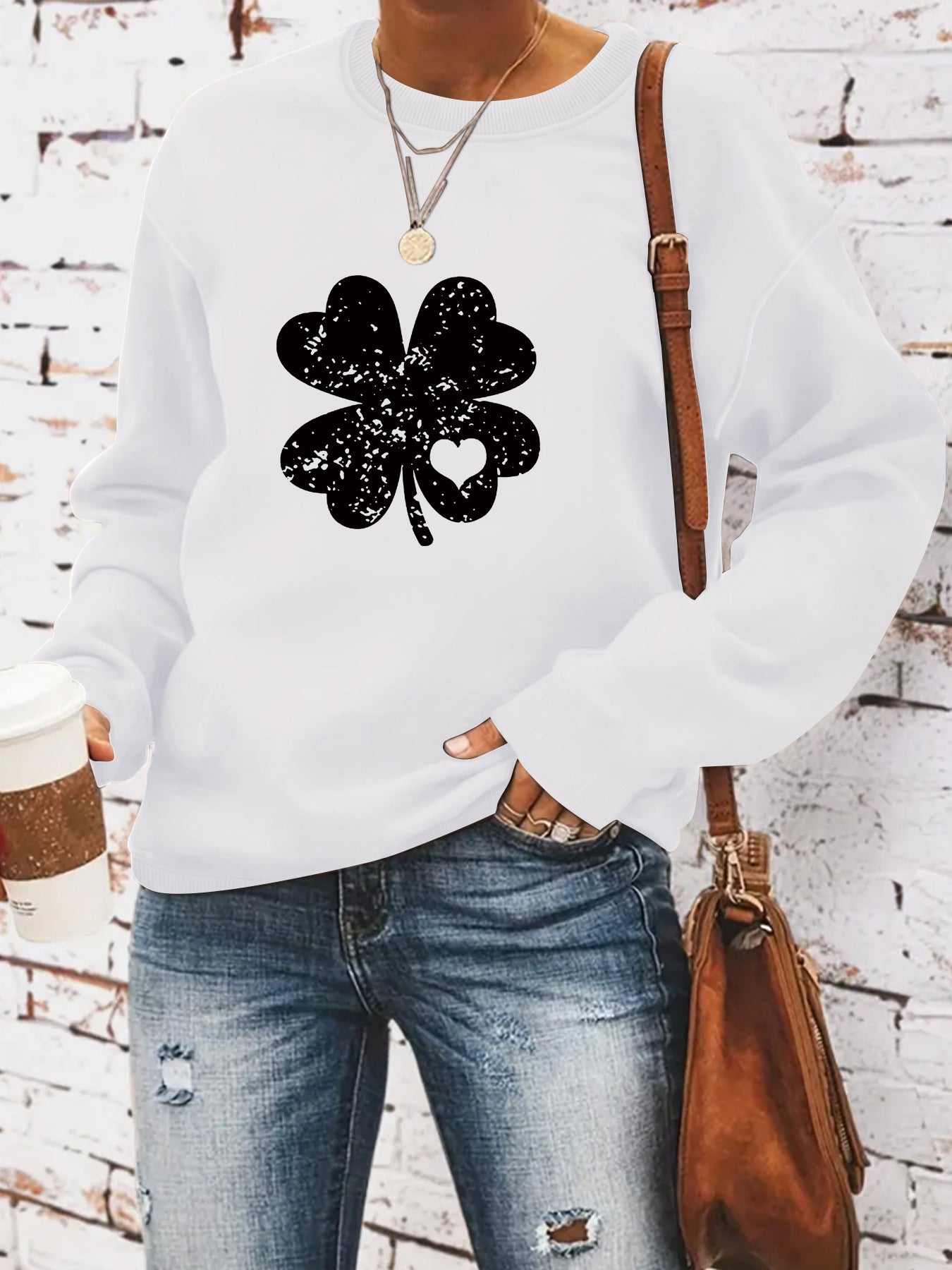Round neck St. Patrick's Day printed pullover sweatshirt sweatshirt