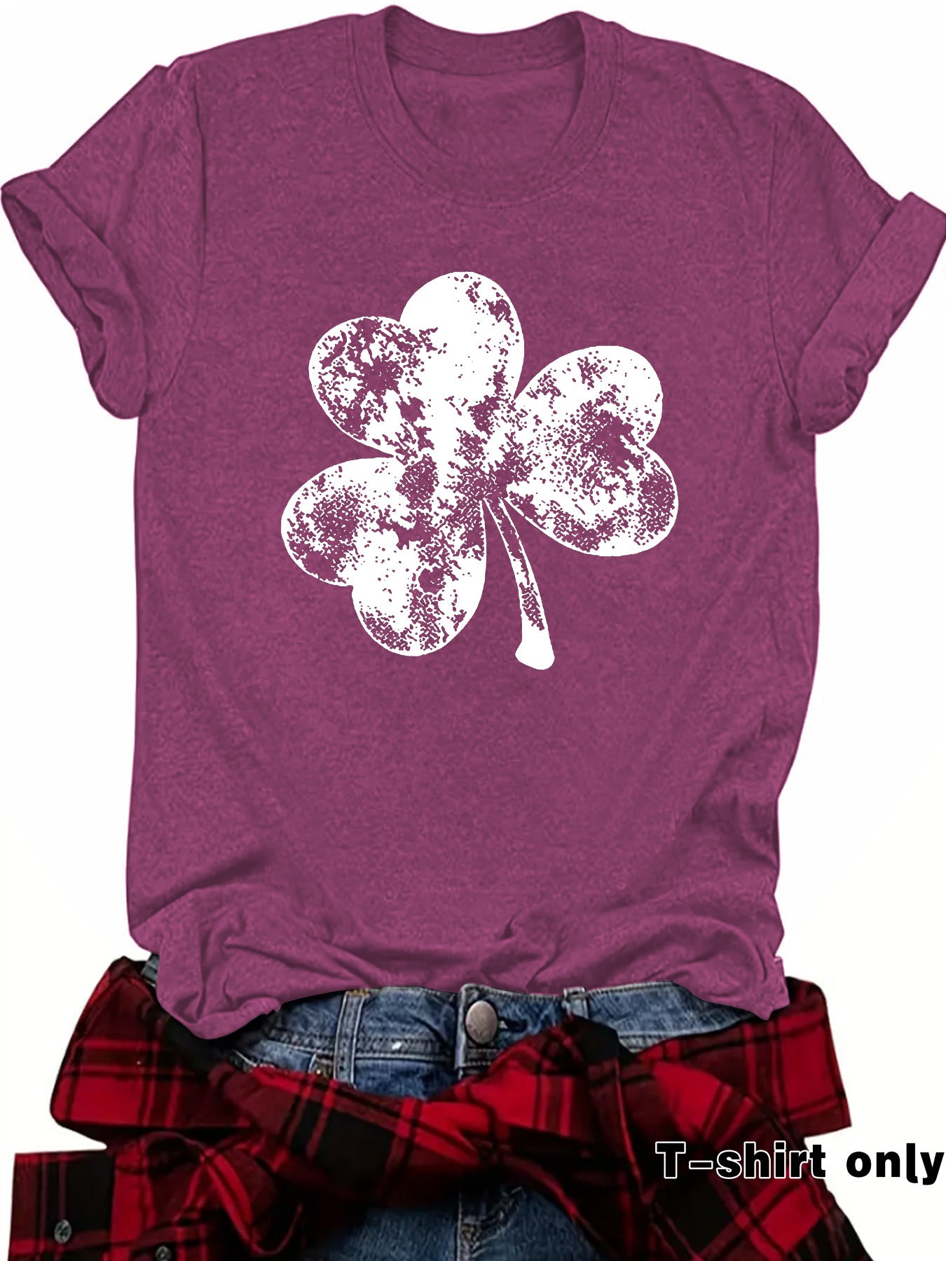 St. Patrick's Day Element Printed Round Neck Loose Short Sleeve